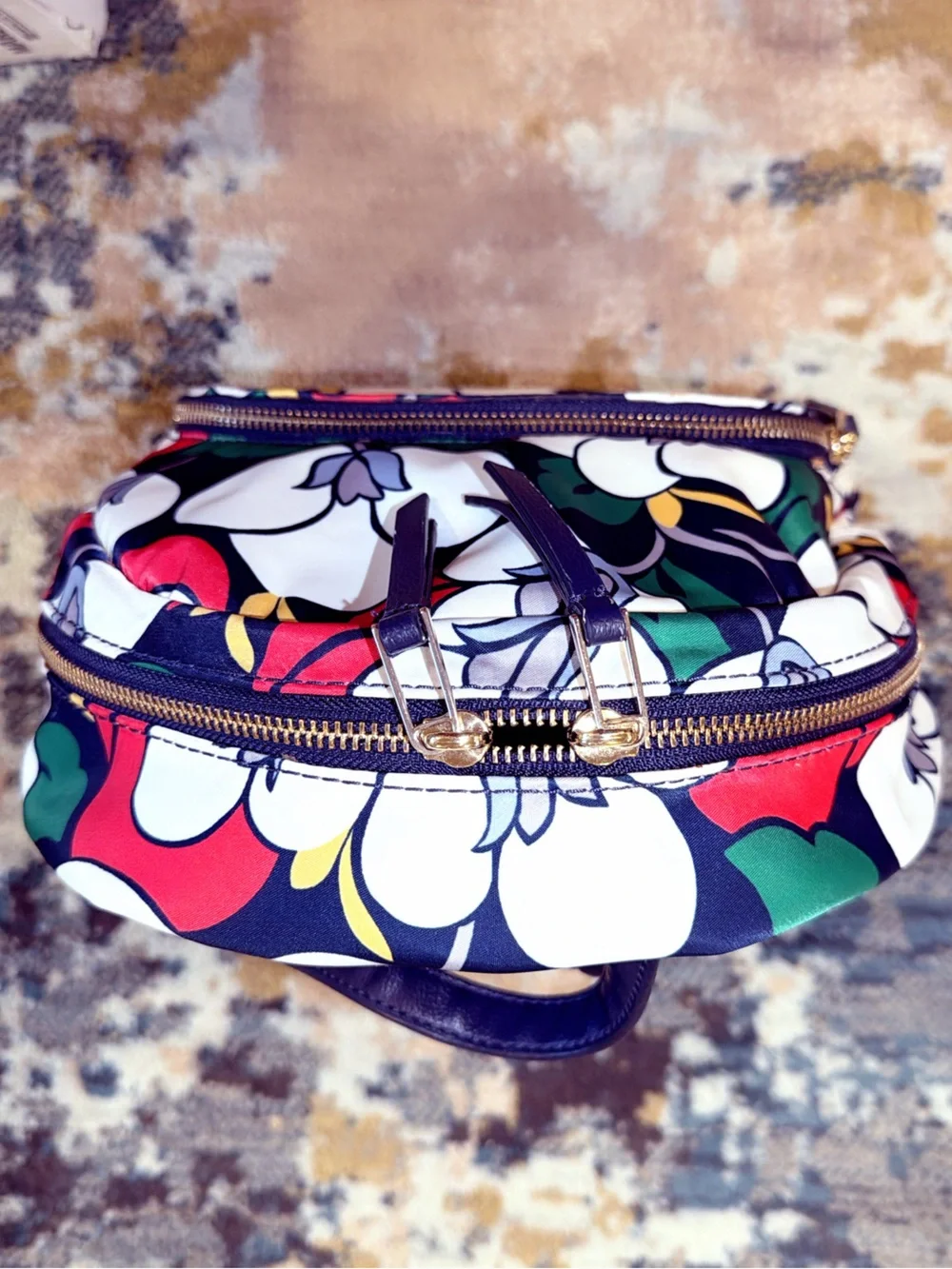 kate spade navy floral backpack with matching wallet set
